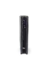 Navy blue men's leather wallet PORMS-0009B-69(W25), side view of the product on a white background.