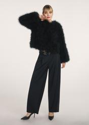 Women's turkey feather jacket FUTDF-0097A-1270(Z24), front view of the product on the model, the whole silhouette is visible.