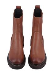 Women's cognac leather Chelsea boots BUTYD-1092-1F(Z26), front product view on white background.