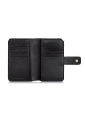 Medium black leather women's wallet PORES-0896R-99(Z25) - open product top view on white background.