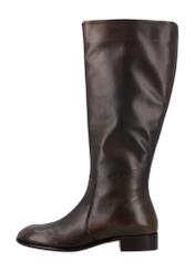 Brown leather women's boots BUTYD-1358-1L(Z26), side product view on white background.