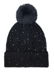 Black women's hat with a pompom CZADT-0175-99(Z23)-03