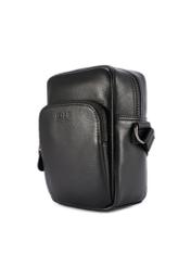Black leather men's bag TORMS-0485R-9I(W26), diagonal product view on white background.