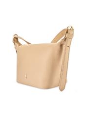 Beige small handbag made of natural leather TORES-1267-1B(W26), diagonal product view on a white background.