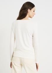 Kremowa bluzka damska longsleeve LSLDT-0024-12(W22)-02