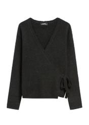 Black women's sweater with ties SWEDT-0234-99(Z25), front product view on white background.