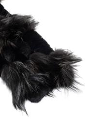 Black women's fur scarf SZADF-0025-9J(Z26) - close-up detail, on white background.
