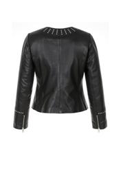 Women's leather jacket with rhinestones KURDS-0356-5339(W22)-05