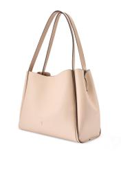 Beige women's shopper bag TOREC-1183-1A(W26) - diagonal product view, on a white background.