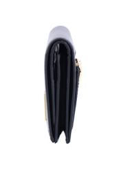 Black large leather women's wallet PORES-1011-99(Z26) - diagonal side view, on white background.