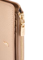 Beige women's leather wallet PORES-0977R-1B(W26), close-up of the product detail on a white background.