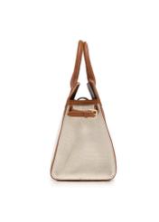 Beige large women's handbag TOREC-1202-0P(W26), side product view on white background.