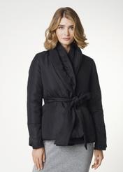 Elegancka kurtka damska ze stójką i paskiem KURDT-0297-99(Z21)-01
