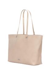 Beige pebbled shopper bag TOREC-1252-1B(Z26), diagonal product view on a light background.