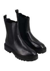 Women's black leather Chelsea boots BUTYD-1287-99(Z26), diagonal product view on a white background.
