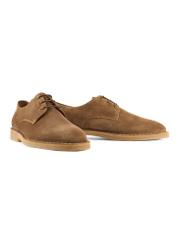 Men's suede shoes in cool beige color BUTYM-0539-1K(W26), diagonal product view on a white background.
