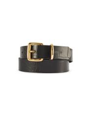Black croco women's leather belt PASDS-0312A-97(Z25), product view from the front on a white background.