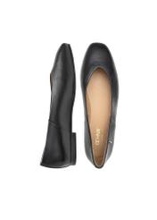 Women's black leather ballet flats BUTYD-1250-99(W26), product view from above on white background.