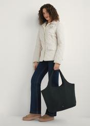 Large nylon women's handbag TOREN-0340-99(W26), product view in model's hand. Full body visible.