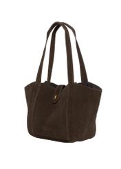 Women's brown suede shopper bag TORES-1422-1I(Z26), diagonal product view on a white background.