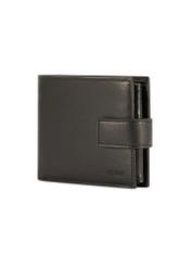 Men's black leather wallet PORMS-0657-99(Z25), diagonal product view on white background.
