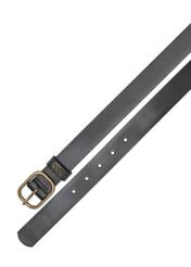 Women's black leather belt PASDS-0335-99(W26), top view of the product on a white background.