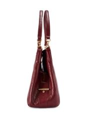 Dark red leather women's shopper bag TORES-0636D-4C(W26) - side product view, on white background.