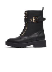 Black leather women's ankle boots BUTYD-1311-99(Z26), side view of the product on a white background.
