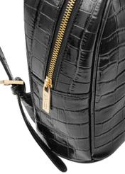 Black leather croco women's backpack TORES-1236-9G(W26), close-up of product detail, view on white background.