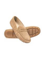 Beige leather women's moccasins BUTYD-1262-1B(W26), diagonal product view on a white background.