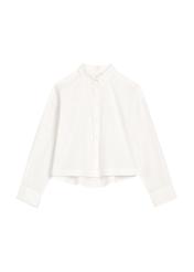 Cream oversize women's shirt KOSDT-0193-0C(Z26) - front product view, on white background.