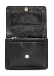 Black leather messenger bag TORES-1182-99(Z25), product view open on white background.