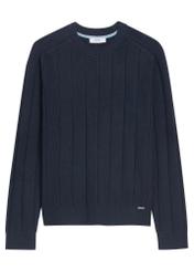 Dark navy blue cotton men's sweater SWEMT-0196-7E(Z26), product view from the front on a white background.