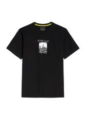 Black men's T-shirt with print TSHMT-0132-99(Z25), front product view on white background.