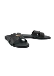 Black women's flip-flops BUTYD-0725D-9I(W26) - diagonal product view, on a white background.
