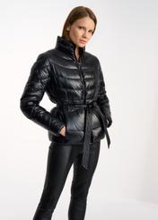 Women's quilted jacket with belt KURDT-0309-99(Z22)-03