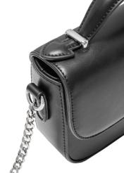 Black women's messenger bag TOREC-1066-99(Z25), close-up of the product detail on a white background.