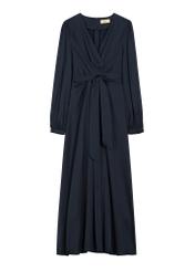 Navy blue midi dress SUKDT-0263-7E(W26), product view from the front on a white background.