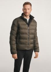 Men's olive transitional jacket KURMT-0389-57(Z25), product visible from the front on the model, half of the silhouette visible.