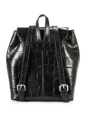 Black croco leather women's backpack TORES-1131-99(Z25), product view from the back on a white background.