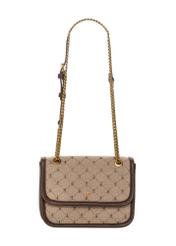 Beige women's handbag with monogram TOREN-0360-1B(Z26), front product view on white background.