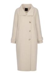 Beige long coat for women PLADT-0047-80(Z24)-05