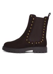 Dark brown suede women's Chelsea boots BUTYD-1277-1I(Z26), side view of the product on a white background.