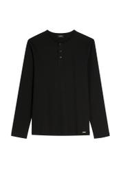 Men's black cotton longsleeve LSLMT-0010-99(W26), front product view on white background.