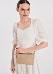 Beige three-compartment women's handbag TOREC-1016-81(W25)