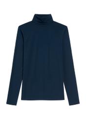 Navy blue women's turtleneck blouse LSLDT-0040-68(Z25)