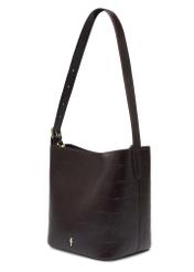 Burgundy crocodile handbag TOREC-1305-4D(Z26). Side view diagonally on a white background.