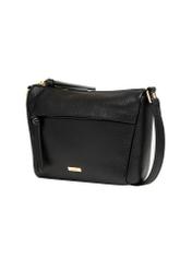 Small black women's handbag made of imitation leather TOREC-1367-9I(Z26), diagonal product view on a white background.