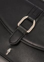 Black small women's handbag TOREC-1175-99(W26) - close-up of detail, on white background.