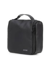 Black travel cosmetic bag AW-018-0001-99(W25), diagonal view of the product on a white background.
